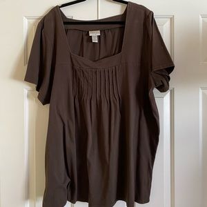 Essentials by Maggie PLUS SIZE Brown Blouse